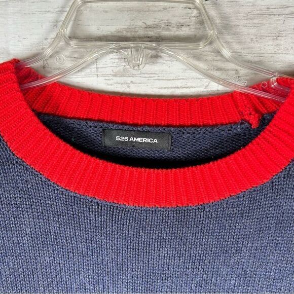 525 America Cotton Colorblock Boxy Knit Side Split Sweater L NEW - Picture 7 of 10